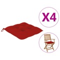Almofadões de Cadeira 4 pcs 40x40x7 cm Vermelho