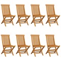 Cadeiras de Jardim C/ Almofadões Pretos 8 pcs Teca Maciça