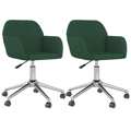 Cadeiras de Jantar Giratórias 2 pcs Tecido Verde-escuro