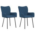 Cadeiras de Jantar 2 pcs Tecido Azul