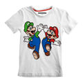 Camisola de Manga Curta Infantil Super Mario Mario And Luigi Branco 7-8 Anos