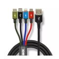 Cabo USB para Micro Usb, Usb-c e Lightning Ibox IKUM4W1CLR Preto Multicolor 1,2 M