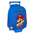 Mochila Escolar com Rodas Super Mario Play Azul Vermelho 28 X 34 X 10 cm