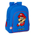 Mochila Escolar Super Mario Play Azul Vermelho 32 X 38 X 12 cm