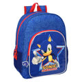 Mochila Escolar Sonic Let's Roll Azul Marinho 33 X 42 X 14 cm