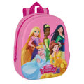 Mochila Escolar Princesses Disney 3D 27 X 33 X 10 cm Cor de Rosa