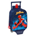 Mochila Escolar com Rodas Spider-man Neon Azul Marinho 22 X 27 X 10 cm