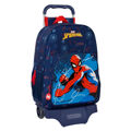 Mochila Escolar com Rodas Spider-man Neon Azul Marinho 33 X 42 X 14 cm