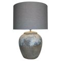 Lâmpada de Mesa Dkd Home Decor Tela Cerâmica Cinzento (38 X 38 X 60 cm)