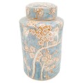 Vaso Dkd Home Decor Porcelana Azul Laranja Oriental (18 X 18 X 30 cm)