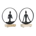 Figura Decorativa Dkd Home Decor Preto Castanho Alumínio Madeira de Mangueira Yoga Moderno (23 X 10 X 27 cm) (2 Unidades)