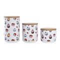Conjunto de 3 Potes Dkd Home Decor Natural Branco Multicolor Bambu Grés Cupcake (3 Peças)