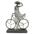 Figura Decorativa Dkd Home Decor Mulher Prateado Bicicleta Metal Resina (27,5 X 9,5 X 34,5 cm)