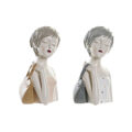 Figura Decorativa Dkd Home Decor Cor de Rosa Branco Resina Fashion Girls (15 X 15 X 27,5 cm) (2 Unidades)