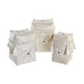 Conjunto de Cestas Dkd Home Decor Branco Bambu Conchas (24 X 24 X 30 cm) (3 Peças)