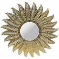 Espelho de Parede Dkd Home Decor Cristal Plumas Dourado Alumínio Madeira de Mangueira índio (90 X 3 X 90 cm)