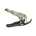 Figura Decorativa Dkd Home Decor Champanhe Alumínio Cinzento Escuro Duas Cores Crocodilo (55 X 26 X 39 cm)