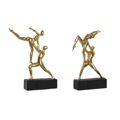 Figura Decorativa Dkd Home Decor Preto Dourado Resina Ginasta Moderno (21 X 5,5 X 25,5 cm) (2 Unidades)