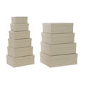 Conjunto de Caixas de Organização Empilháveis Dkd Home Decor Branco Quadrado Cartão Mostarda (43,5 X 33,5 X 15,5 cm)