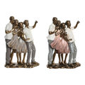 Figura Decorativa Dkd Home Decor Cor de Rosa Dourado Branco Resina Moderno Família (18 X 10 X 25 cm) (2 Unidades)
