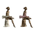 Figura Decorativa Dkd Home Decor Cor de Rosa Branco Resina Bailarina Ballet Moderno (2 Unidades) (15 X 10 X 19 cm)