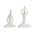 Figura Decorativa Dkd Home Decor Branco Natural Oriental Yoga 25 X 8 X 36 cm (2 Unidades)