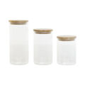 Conjunto de 3 Potes Home Esprit Transparente Silicone Bambu Vidro de Borosilicato 10 X 10 X 22,3 cm