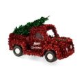 Figura Decorativa Carro Natal Enfeite Cintilante Vermelho Verde Plástico Polipropileno (15 X 18 X 27 cm)