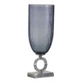 Vaso 17 X 17 X 47 cm Cristal Cinzento Metal Prata
