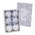 Bolas de Natal Branco Prateado Papel Polyfoam Veado 7,5 X 7,5 X 7,5 cm (6 Unidades)