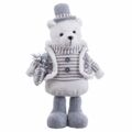 Adorno Natalício Branco Cinzento Metal Tecido Urso Polar 20 X 10 X 33 cm