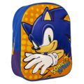 Mochila Escolar 3D Sonic Laranja Azul 25 X 31 X 9 cm