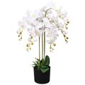  Planta Orquídea  Artificial com Vaso 75 cm Branco