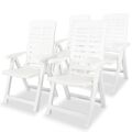  Cadeiras de Jardim Reclináveis 4 Un. Plástico Branco