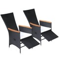 Cadeiras Jardim Reclináveis 2 pcs com Almofadões Vime Pe Preto