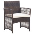 Cadeiras de Jardim com Almofadões 2 pcs Vime Pe Castanho