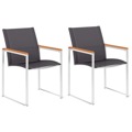 Cadeiras de Jardim 2 pcs Textilene e Aço Inoxidável Cinzento