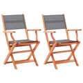 Cadeiras Jardim Dobráveis 2pcs Eucalipto Maciço/textilene Cinza