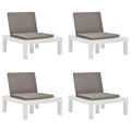 Cadeiras de Jardim com Almofadões 4 pcs Plástico Branco