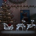 Decoração de Natal Renas/trenó Exterior 60 Luzes LED Prateado