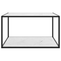 Mesa de Centro 90x90x50 cm Preto com Vidro Marmorizado Branco