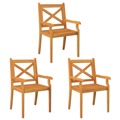 Cadeiras de Jantar de Exterior 3 pcs Madeira de Acácia Maciça