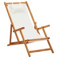 Cadeira de Praia Dobrável Madeira Eucalipto Maciça/tecido Creme