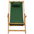 Cadeira de Praia Dobrável Madeira Eucalipto Maciça/tecido Verde