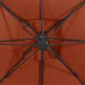Guarda-sol Cantilever com Toldo Duplo 300x300 cm Terracota