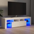 Móvel de Tv com Luzes LED 140x35x40 cm Branco Brilhante