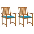 Cadeiras de Jardim com Almofadões 2 pcs Acácia Maciça
