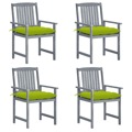 Cadeiras de Realizador com Almofadões 4 pcs Acácia Maciça Cinza