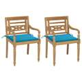 Cadeiras Batávia C/ Almofadões Azul 2 pcs Teca Maciça