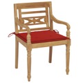 Cadeiras Batávia C/ Almofadões Vermelho 2 pcs Teca Maciça